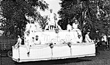 Monticello's Monroe Cheese Days float, circa 1930.  Genevieve Dooley and Lillian Klassy were two of the girls shown.